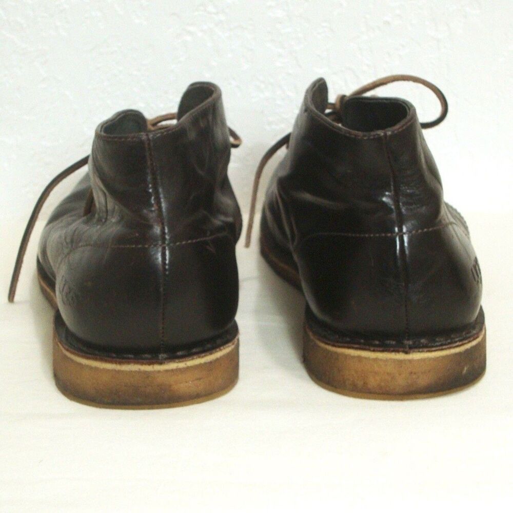 Ugg Chukka Boots Black Leather Shearling Lined Men 11 12 13 Ankle Lace Up Shoes - Picture 4 of 5